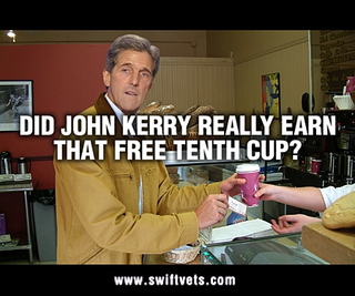 A Swift Boat Veterans For Truth ad questions Kerry's coffee-purchase record.